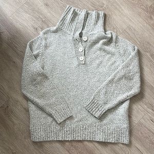 Heather Grey Half Button Up Sweater